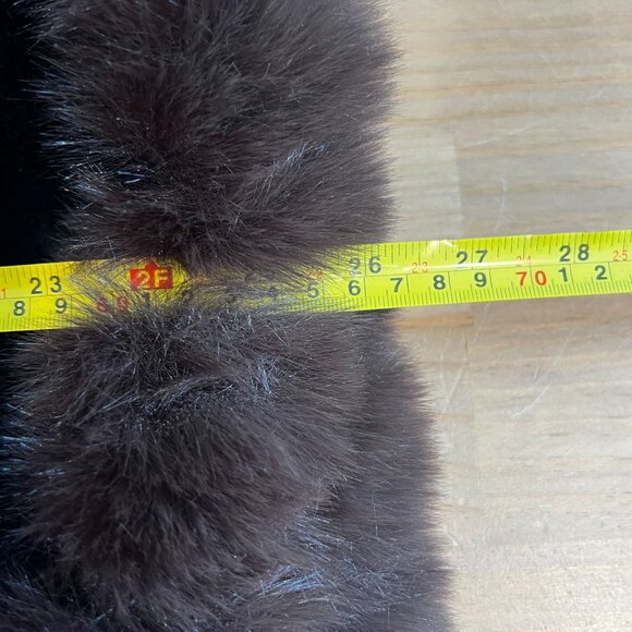 Vince Camuto Women's Faux Fur Trim Ruana Poncho -ONE SIZE Brown/Black - Picture 10 of 11